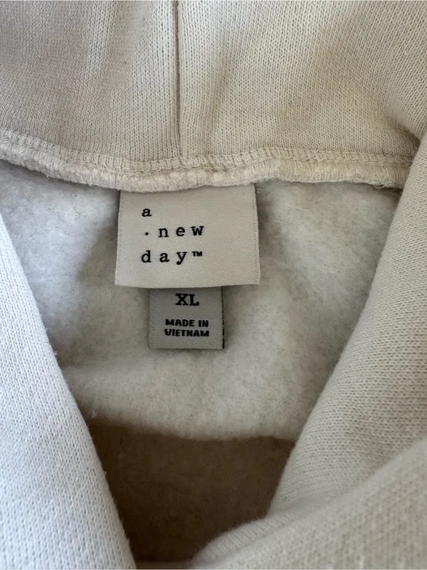 a new day Ivory Cream Pullover Hoodie Sweatshirt Size XL - Image 4