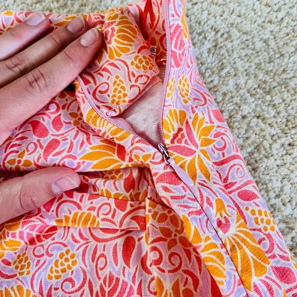 Paisley Pink Linen Mini Scrunch Skirt - Image 4