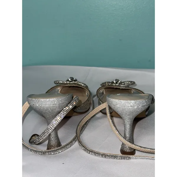 Ankis Women's US Size 8.5 Sling Back Comfy Toe Heels Shoes Silver S-621‎ - Image 3