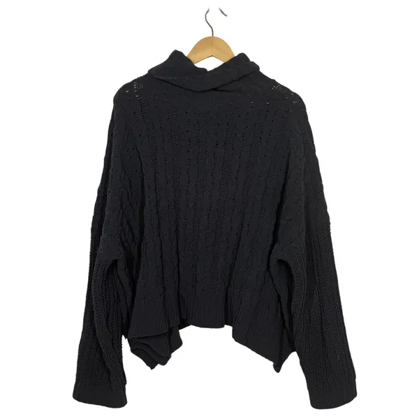 Pol Turtleneck Sweater Women's Medium Dark Gray Cable Knit High-Low Hem Pullover - Image 5