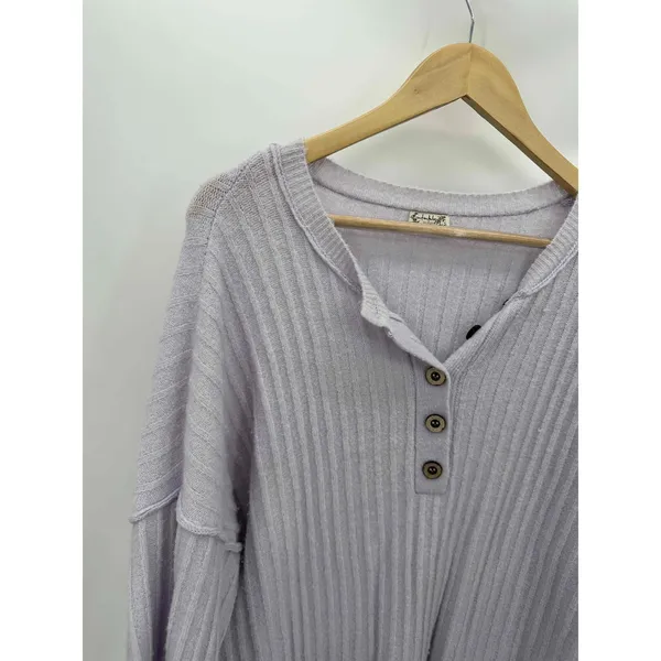 Free People Around The Clock Lavender Oversized‎ Rib Sweater Women Size XS - Image 5