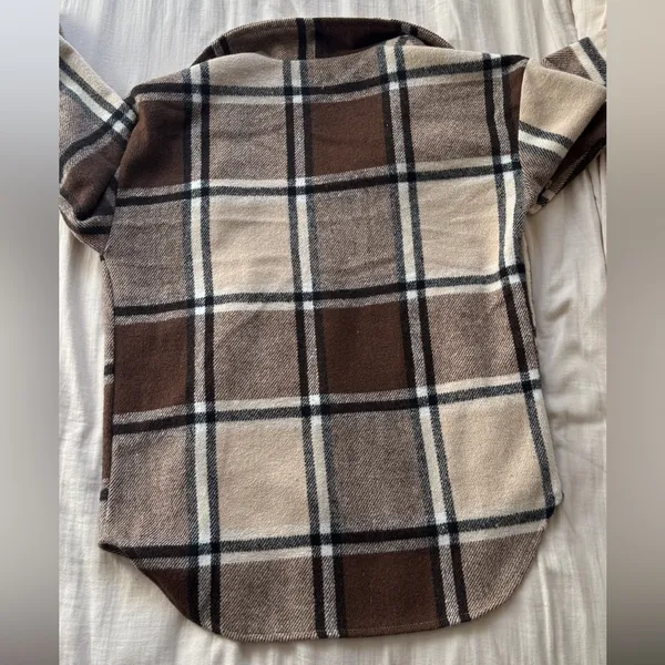 Princess Polly Brown Plaid Lightweight Jacket - Image 5