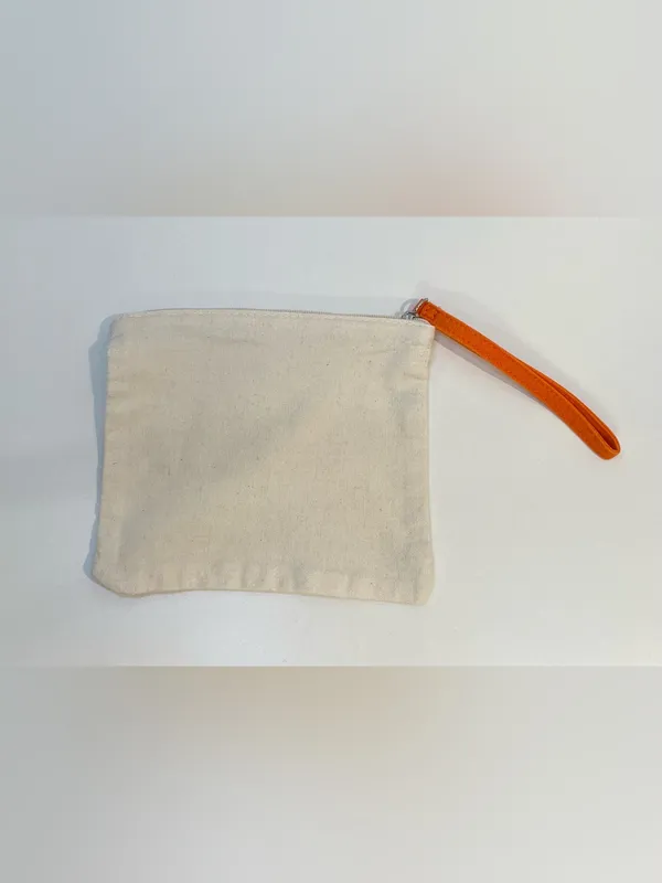 Origins Natural Canvas Wristlet with Orange Strap and Black Logo - Image 4