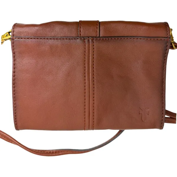 Frye Leather Cognac Brown Ring Mini Crossbody Purse Handbag - Image 2