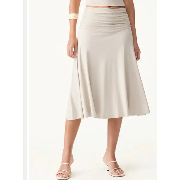 Brand New OGL Women's Size Small Flowy Side Ruched A Line Midi Skirt Teal - Image 10