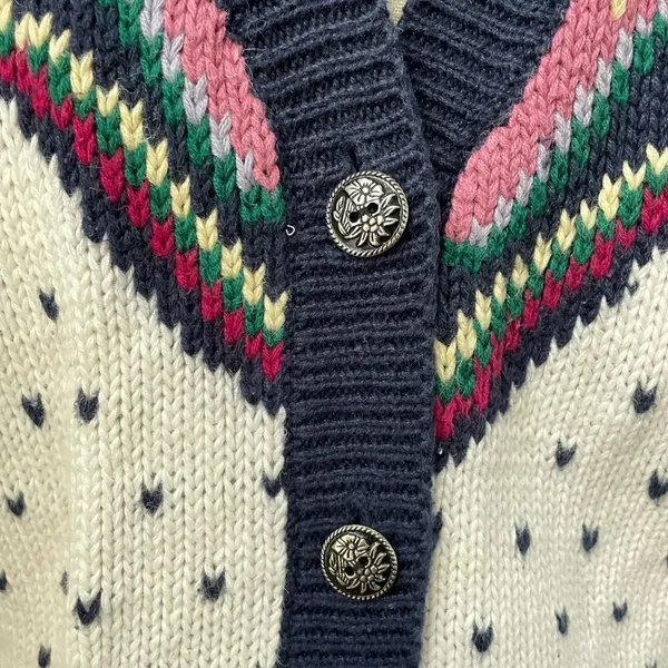 Vintage 90s Margules Cardigan Button Deep Vee Cotton Ramie S - Image 7