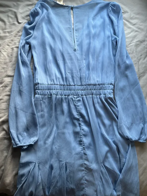 Altar'd State Light Blue Wrap-Front Chiffon Romper - Image 2