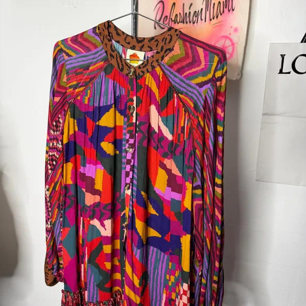 Farm Rio Anthropologie Long Sleeve Mini‎ Dress - Image 5