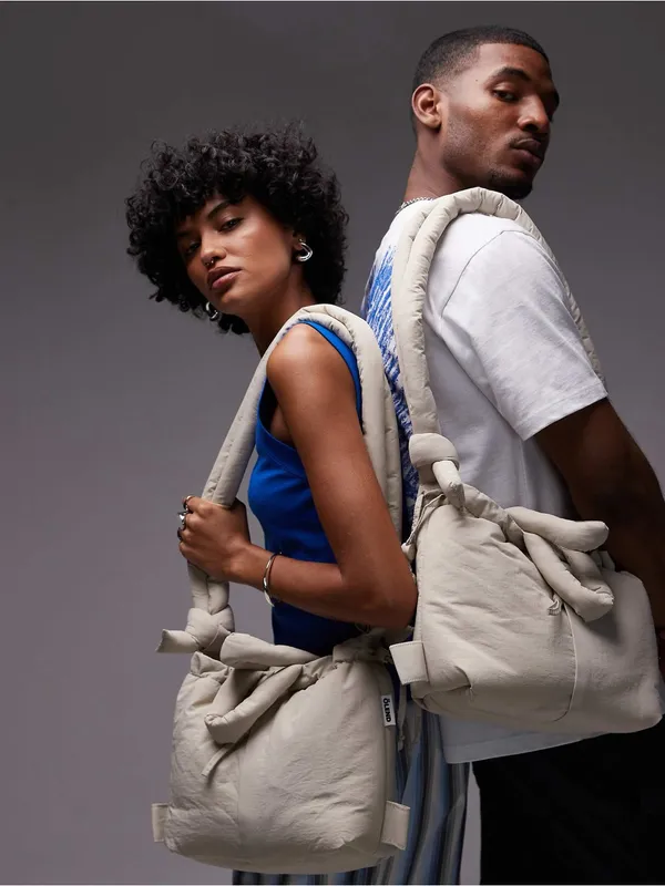 OLEND compact ona soft nylon multiwear crossbody backpack bag in sand - Image 3