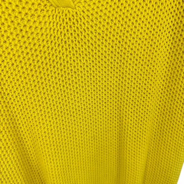 Lauren Ralph Lauren Cotton Blend Bright Yellow Collared Waffle Knit Sweater Sz M - Image 3