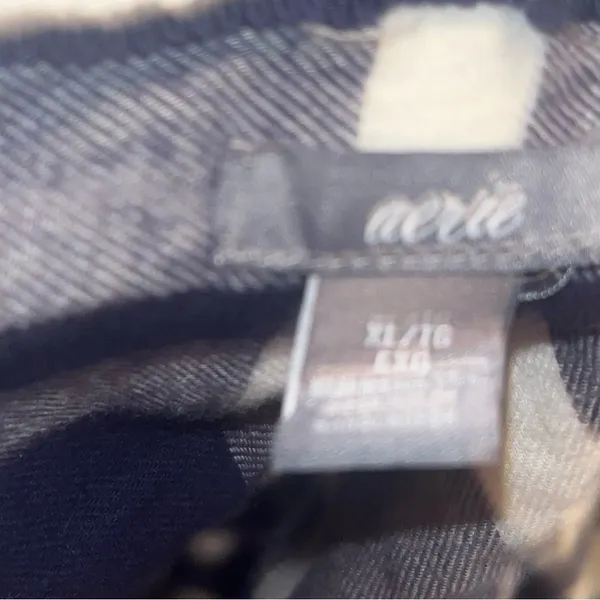 Aerie Women's White Blue Flannel Plaid Long Sleeve Drawstring Romper - Image 5