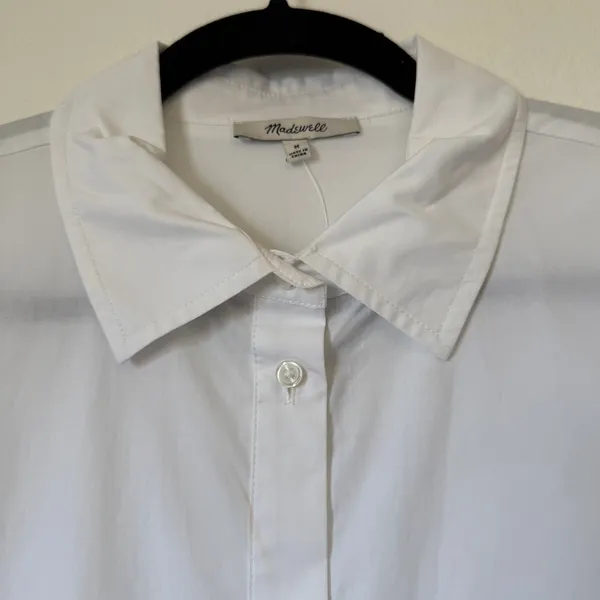 Madewell White Cotton Poplin Button Front Mini Shirtdress NS126 Womens Medium - Image 5