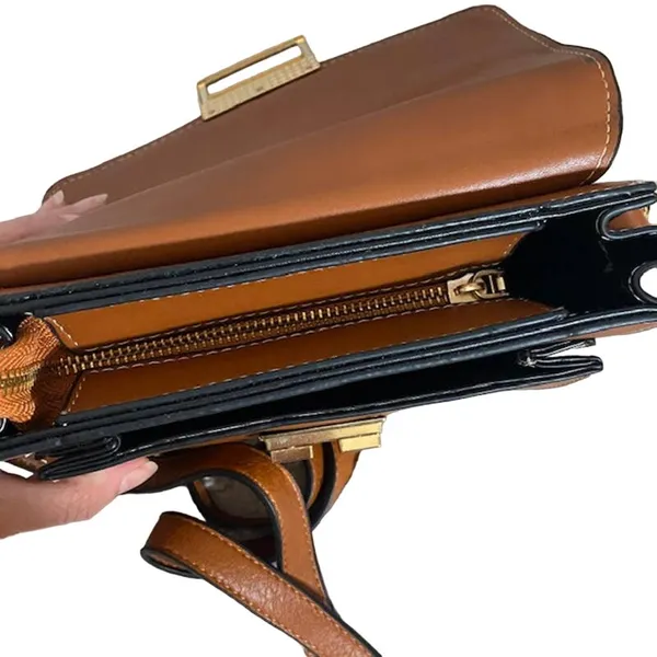 Brown Faux Leather Square Camera Crossbody Messenger Bag Women - Image 3