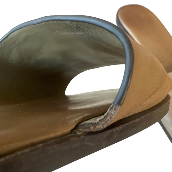 Tory Burch Ines Leather Slides‎ Almond Beige Sandals 9 - Image 11