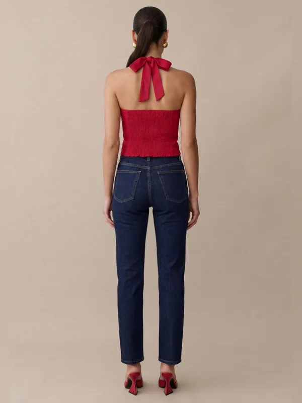 NWT Few Moda Dixie Linen Top Size 6 Red halter smock Kourt - Image 3