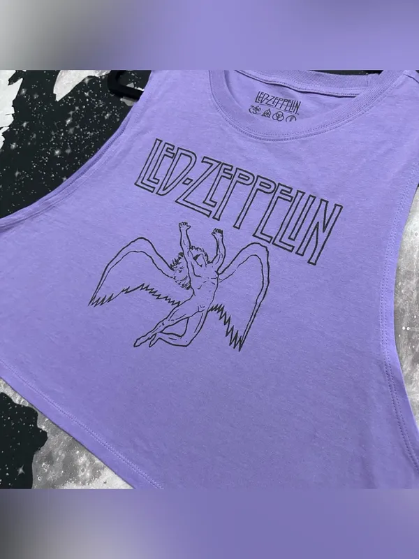 Led Zeppelin Rock Band Graphic Crop Tank Shirt - Image 2