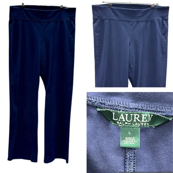 Lauren Ralph Lauren Navy Blue Straight Leg Stretch Legging Pants Womens Large - Image 2