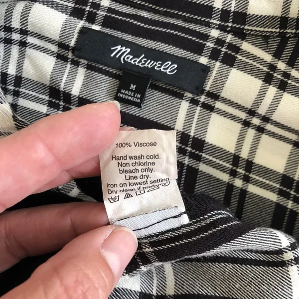 MADEWELL Courier Shirt Dress Gordon Plaid‎ Black White Women's Size Medium - Image 5