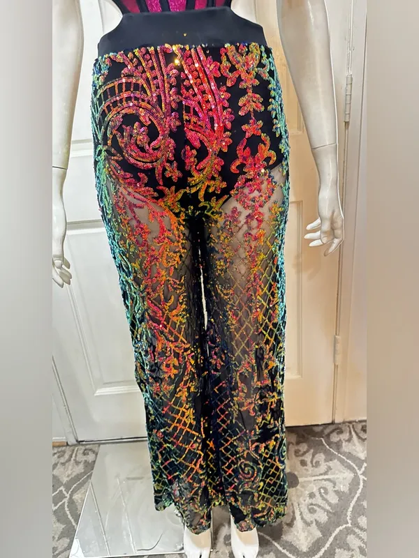 Revolution 10th House Dance Costume sequin Feather jumpsuit ZODIAC - Image 9