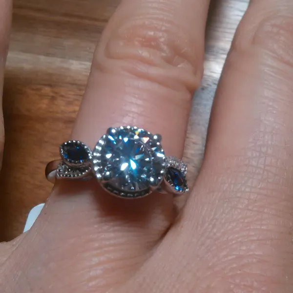 Simulated Tanzanite and Simulated Diamond Sterling Silver Ring (Size 6.75) - Image 11