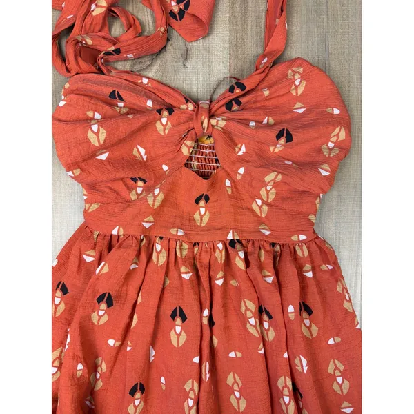 Anthro Flying Tomato Sidewalk Cafe Terracotta Woven Maxi Dress Halter Cutout S‎ - Image 9