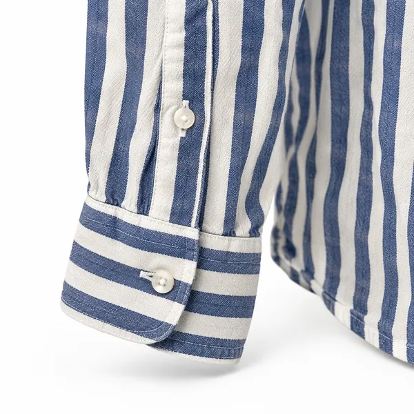 Aerie Blue White Striped Button Down Shirt Long Sleeve Pocket Top Womens XS - Image 4