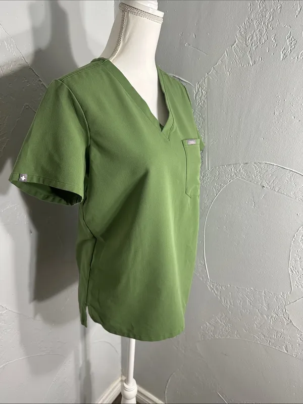Figs Olive Green V-Neck Scrub Top - Image 5