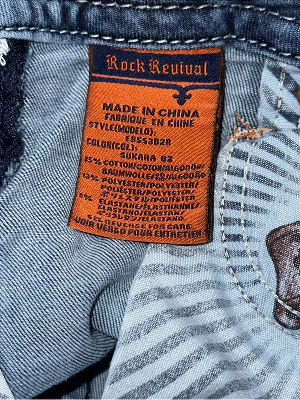 Rock Revival Denim Women’s Size 26 Blue Straight Leg Distressed Embellished Flap - Image 9