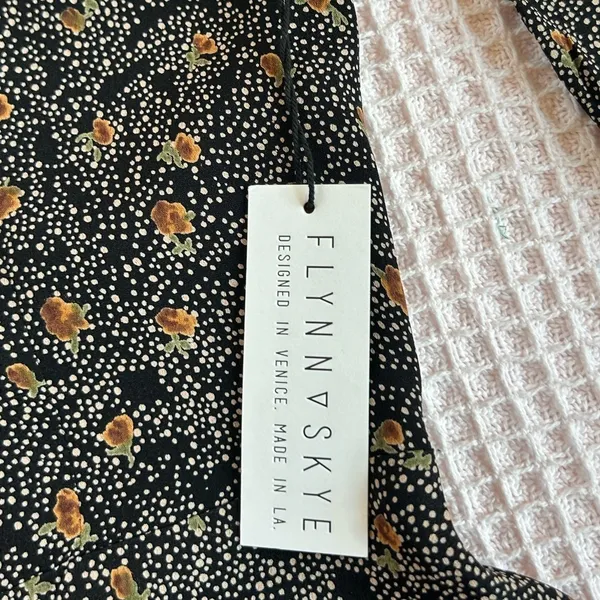 Flynn Skye Brown Floral Mini Dress Square Neck Long Sleeve Boho Whimsigoth NWT S - Image 5