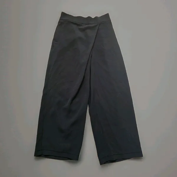 Lululemon Black Wide Leg Pants Women Size Small Asymmetrical Wrap Front Crop - Image 6