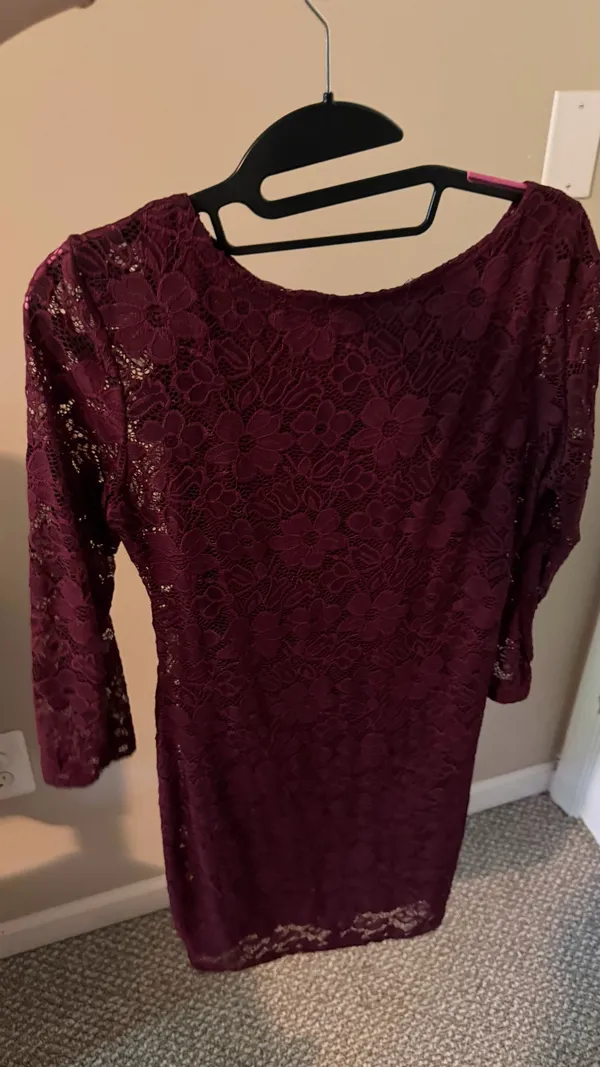 Wine Lace Midi Dress - Elegant Seranoma Small Dress - Image 3
