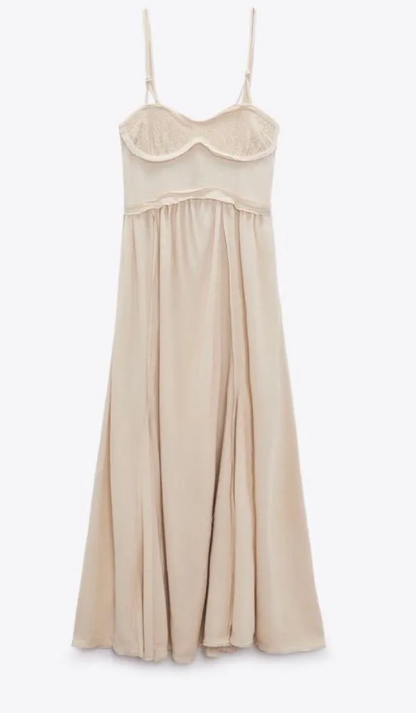 ZARA NWT Long Strappy Maxi Dress in Sand - Image 5
