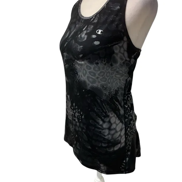 Champion Women's Black and Gray Patterned Tank Top Excellent Condition - Image 2
