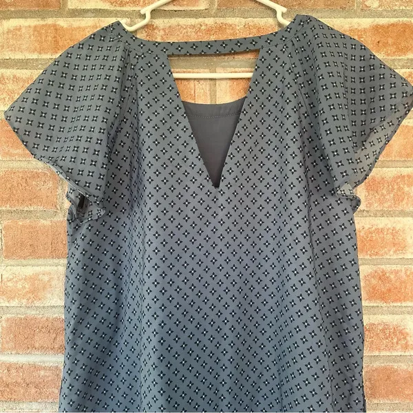 Abercrombie Fitch Flutter Sleeve Shift Dress Women’s Small S Blue Geometric - Image 7