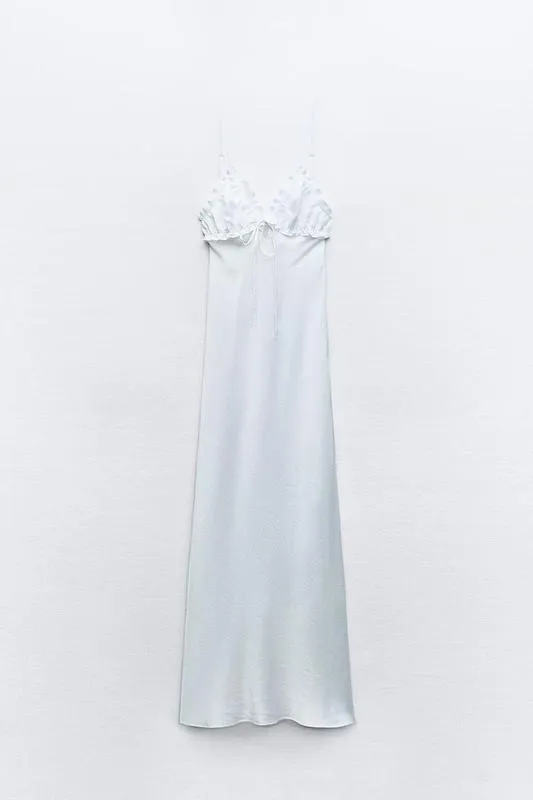 Zara dress white midi ruffled satin lingerie inspired bodycon fitted wedding - Image 5