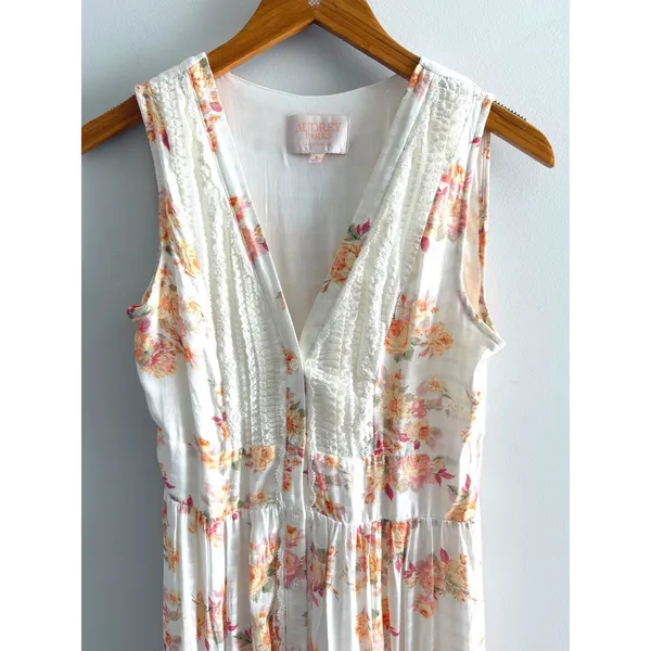 Audrey Parks Francesca's Women's Maxi Dress Floral Rayon Cottagecore Lace Small - Image 4