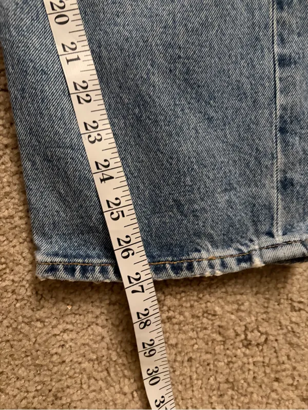 AGOLDE 90's Crop Mid-Rise light blue distress Loose Straight Jean denim size 28 - Image 15