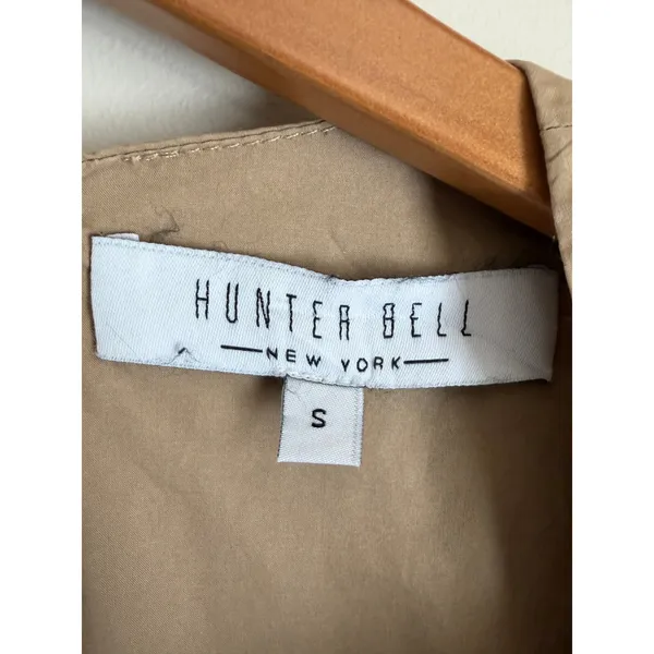 Hunter Bell Blouse Women Small Tan Puff Sleeve V-Neck Cotton 22HBCT5 - Image 6