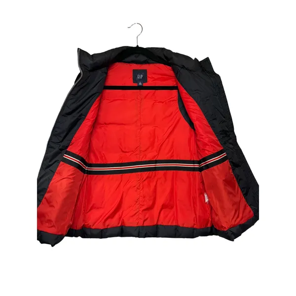 Gap Black Down Puffer Vest Medium Quilted Full Zip Red Lining RN54023 - Image 3