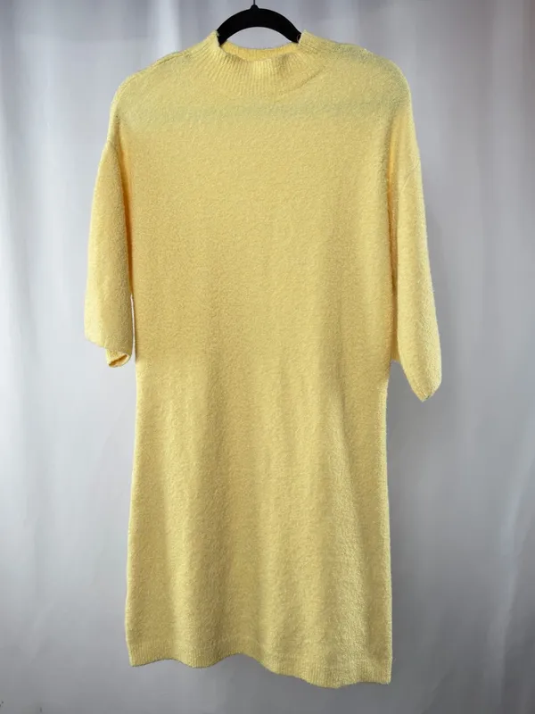 Abercrombie & Fitch Boucle Sweater Mini Dress in Butter Yellow Size Medium Tall‎ - Image 2