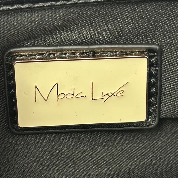 Moda Luxe Black Shoulder Bag Faux Leather Zip Top Top Handle Purse‎ - Image 3
