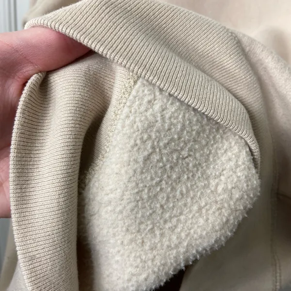 EUC Hollister Co women’s tan cream stitch decal pullover fleece lined‎ hoodie M - Image 7
