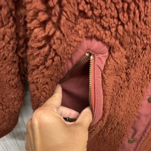 Anthropologie Womens Size S Reversible Animal Print Snap Coat Pockets Brown - Image 3