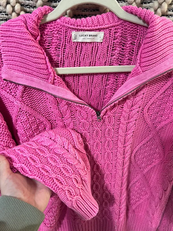Lucky Brand Cable Zip mock Neck Sweater - Image 3