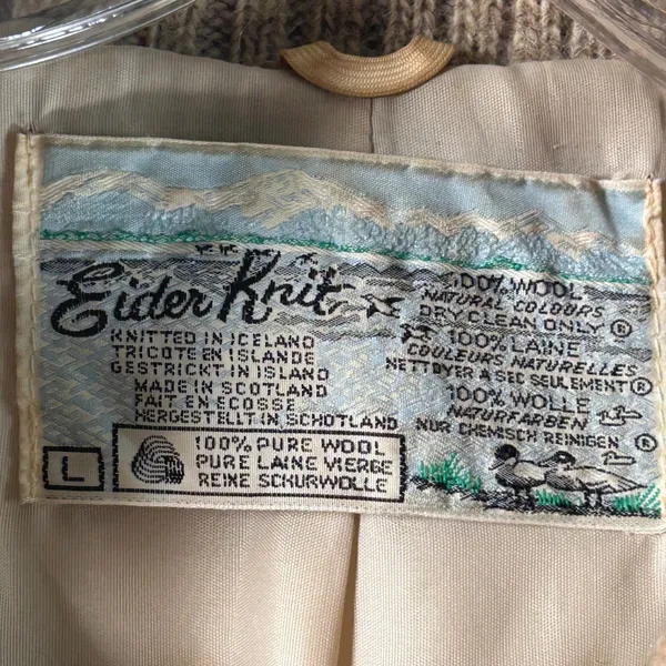 Eider Knit Wool Full Zip Cardigan Sweater Womens Large Tan Icelandic Scotland - Image 4