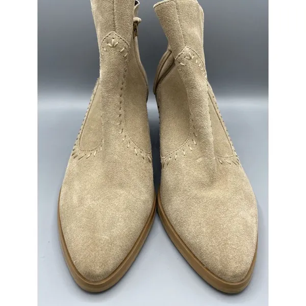 Rebecca Minkoff Womens Tan Suede‎ Ankle Boots 9.5 Bootie Heel Career Casual - Image 2