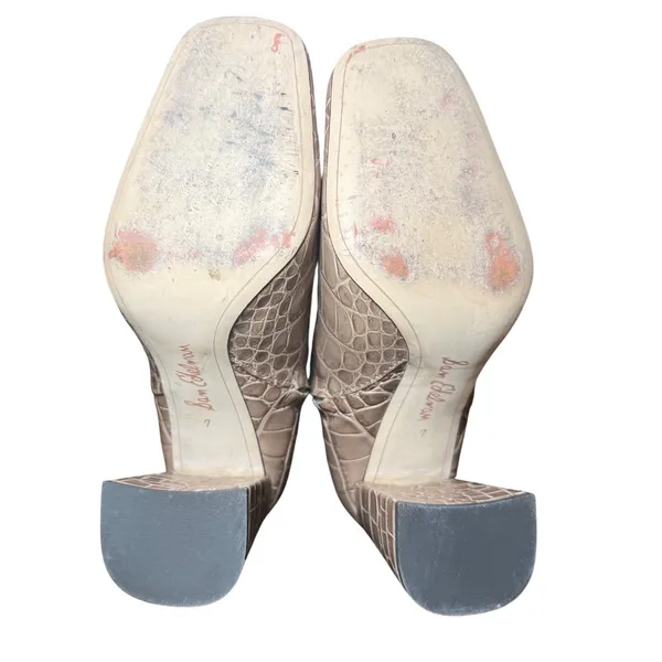 Sam Edelman‎ Codie Ankle Bootie Sesame Croc Embossed Square Toe Block Heel 7M - Image 10
