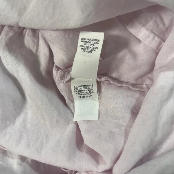 Aerie Light Pink Cotton Eyelet Ruffle Mini Skirt Elastic Waist Medium M Boho - Image 5