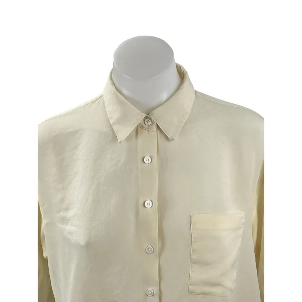 Zara Women's Yellow Chest Pocket Long Sleeve Button Down Blouse Shirt Top Size S - Image 2