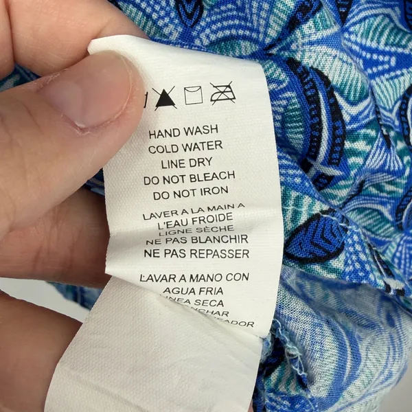 La Blanca Womens L Blue Print Tunic Swim Cover Up Beach Resort Top‎ V Neck - Image 7